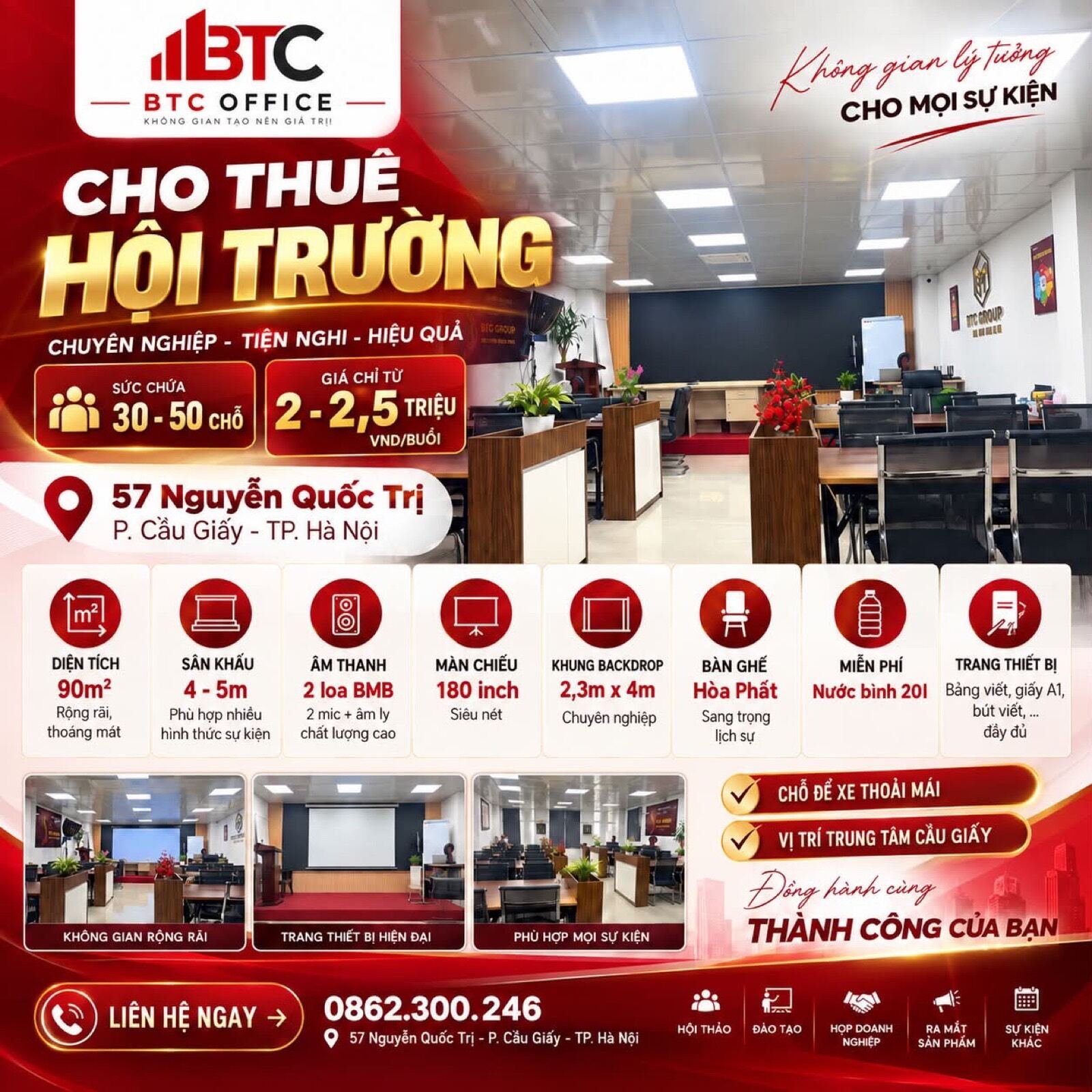 Cho thuê hội trường chỉ từ 1,5 – 2 triệu/buổi